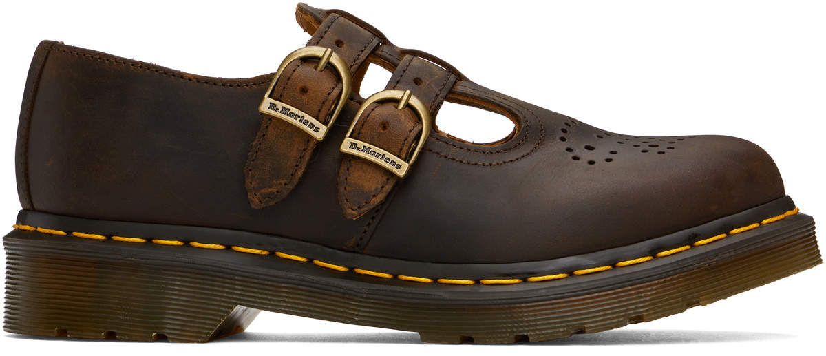 DR. MARTENS 8065 メリージェーン ブラウンCrazy horse Dr. Martens Brown 8065 Crazy Horse Leather Mary Jane Loafers Dr