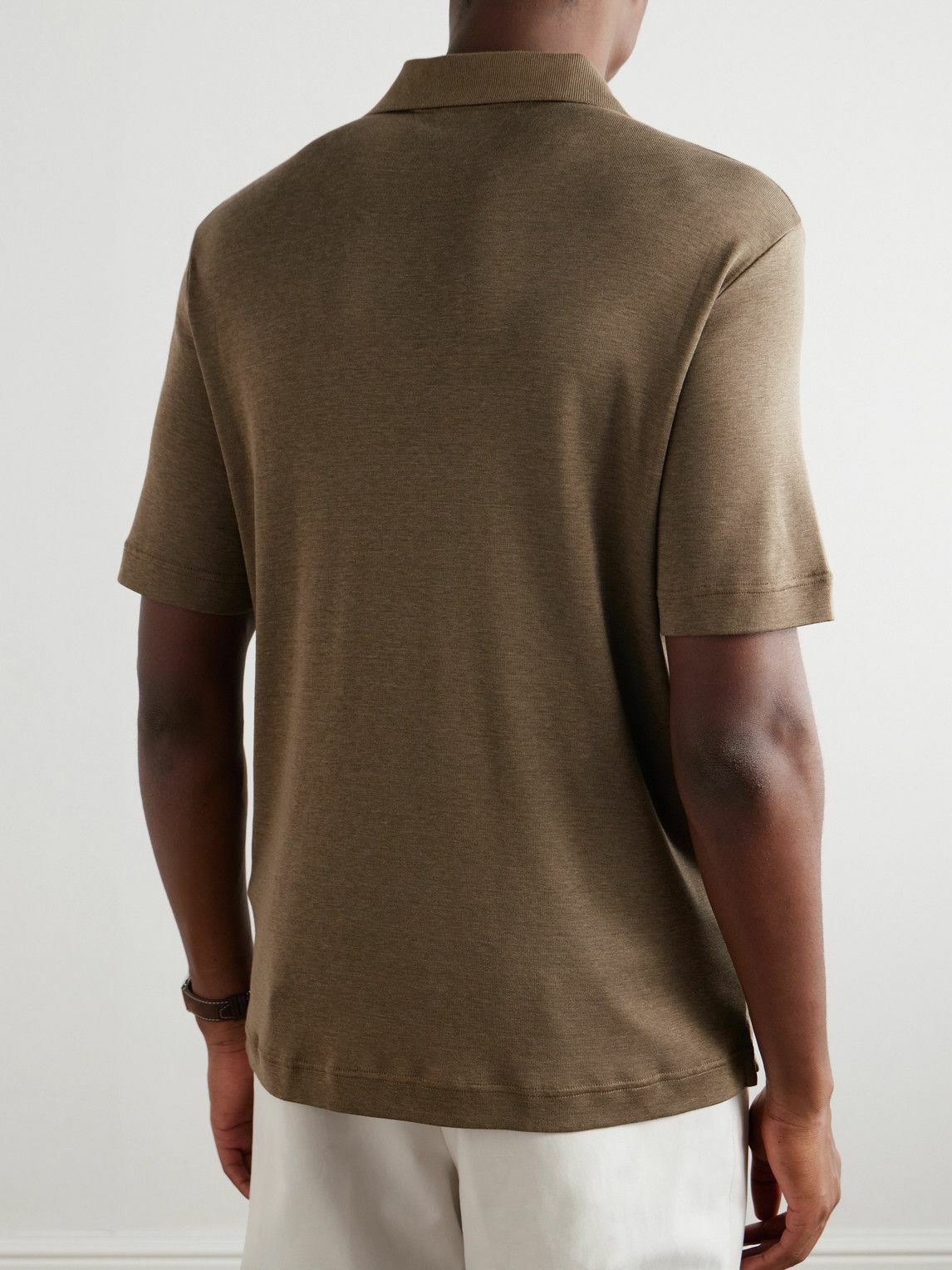Loro Piana - Valpiana Silk and Cotton-Blend Polo Shirt - Neutrals