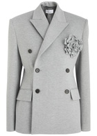 Giuseppe DI Morabito Flower-embellished Double-breasted Jersey Blazer Grey
