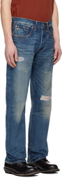 RRL Blue Slim Boot Sutton Repaired Selvedge Jeans