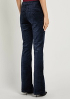 Paige Laurel Slim Flared-leg Velvet Trousers Navy