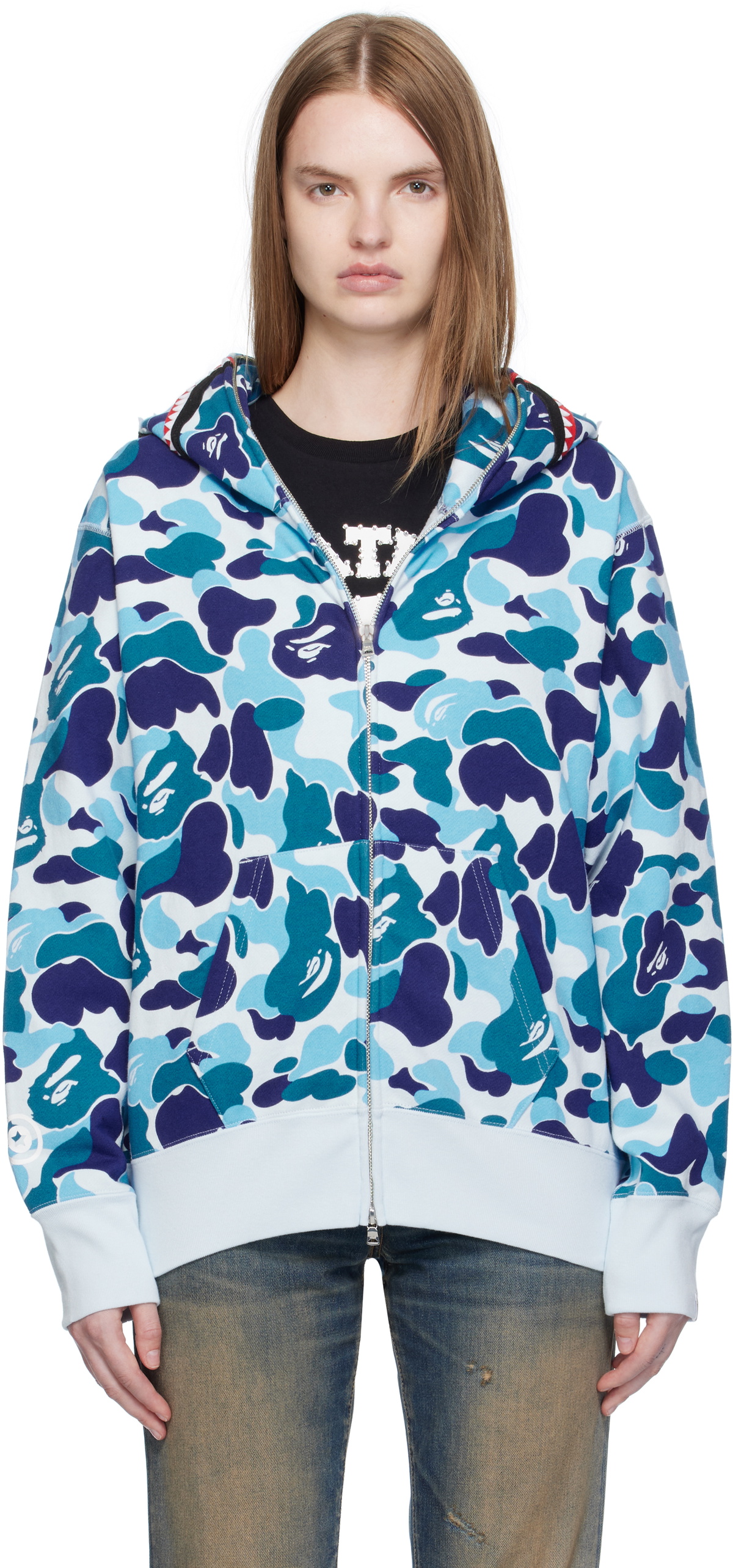 BAPE Blue ABC Camo Shark Full Zip Hoodie