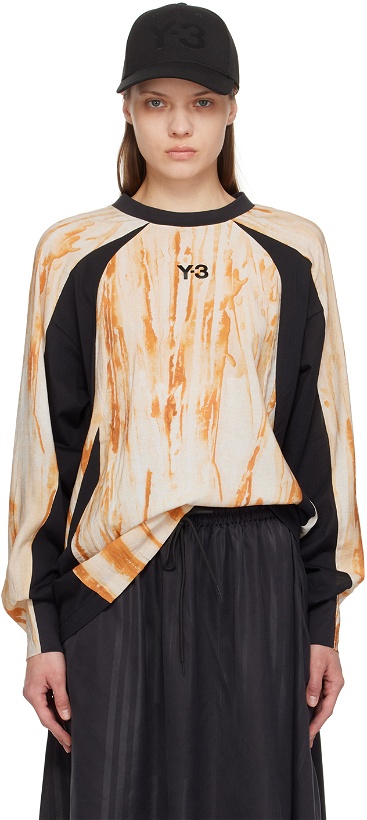 Photo: Y-3 Orange & Black Rust Dye Long Sleeve T-Shirt