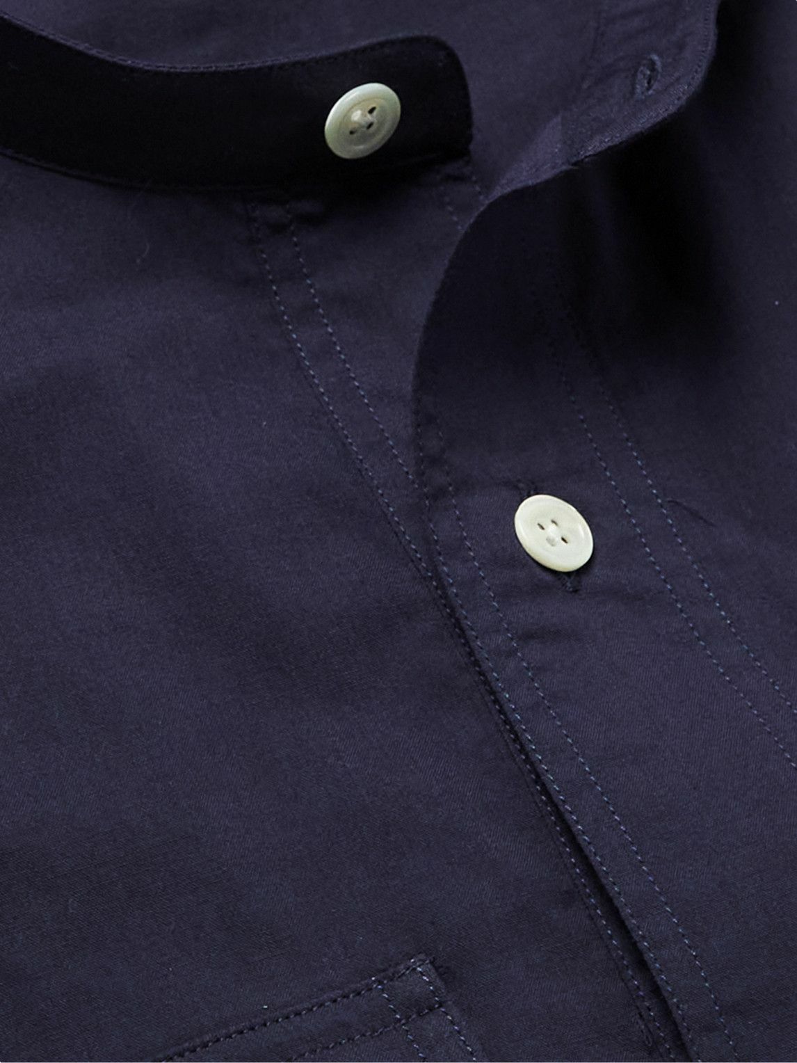 Sebline - Eton Grandad-Collar Cotton-Voile Shirt - Blue