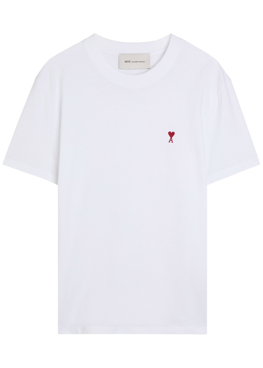 AMI - Logo-Embroidered Cotton-Jersey T-shirt - White AMI