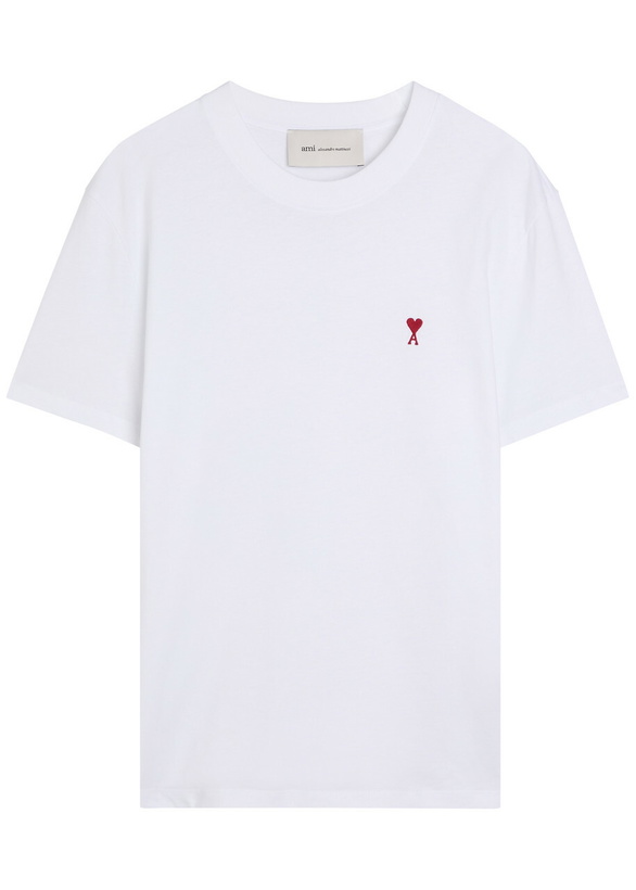 Photo: Ami Paris Logo-embroidered Cotton T-shirt White