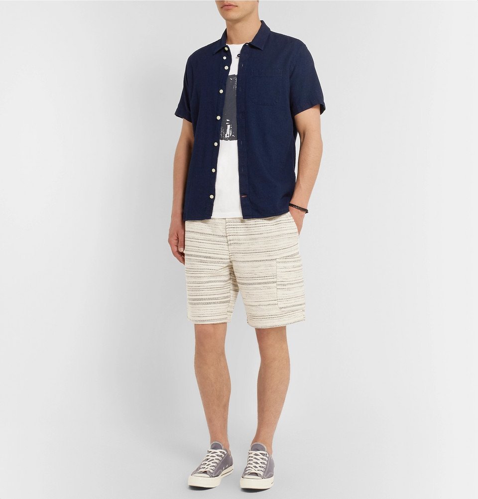 Folk - Textured-Cotton Drawstring Shorts - Men - Ecru Folk