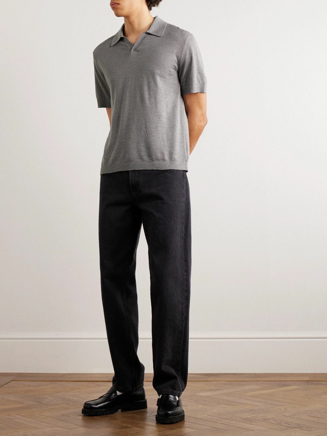 Theory - Brenan Linen-Blend Jersey Polo Shirt - Gray Theory