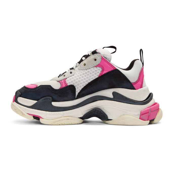 Balenciaga Pink and White Triple S Sneakers Balenciaga