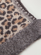 KAPITAL - Leopard-Intarsia Knitted Beanie - Brown