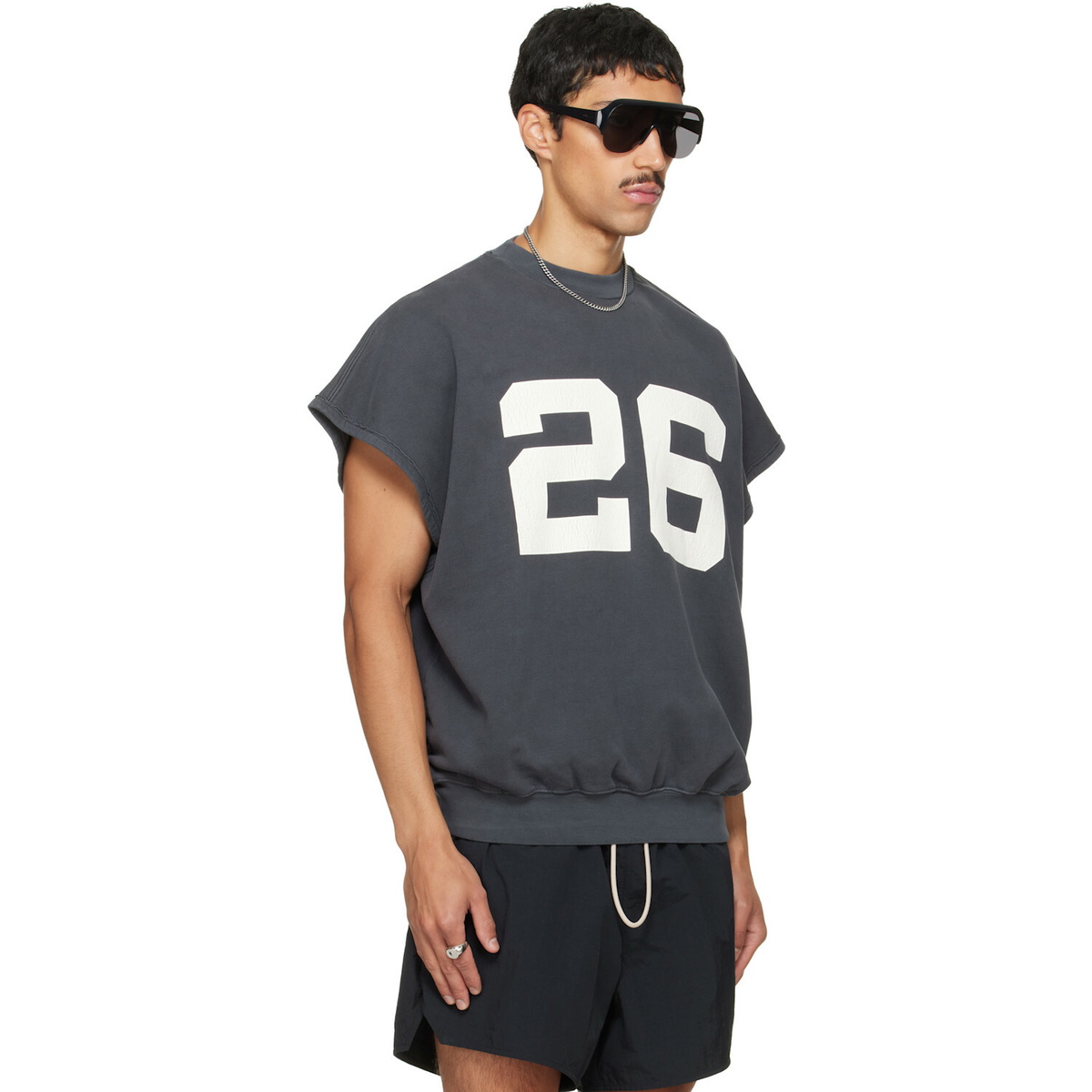 Fear of God ESSENTIALS Gray Relaxed Fleece Cutoff Sweatshirt