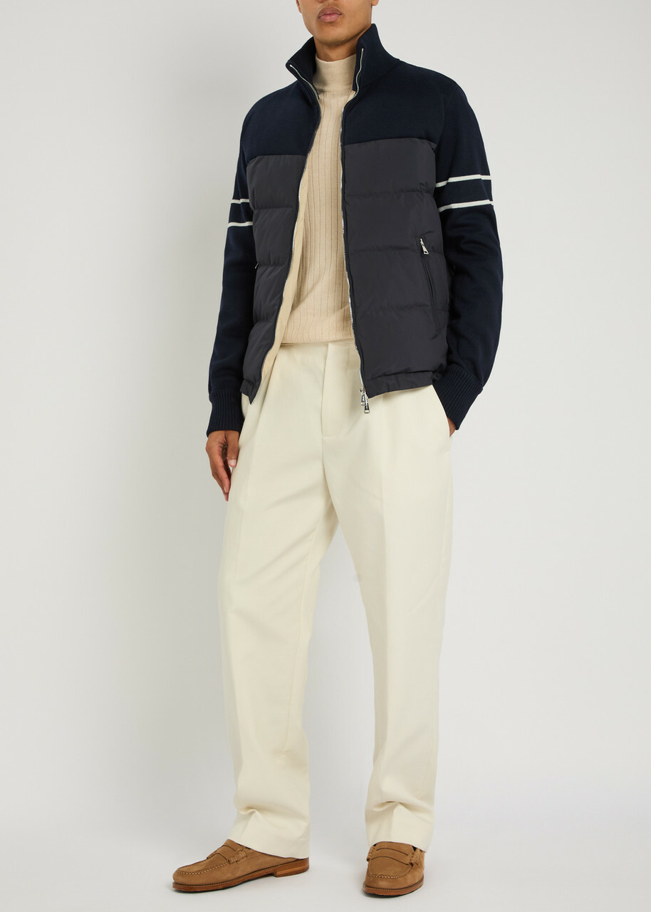 Aurélien Frost Quilted Wool-blend and Shell Jacket Navy