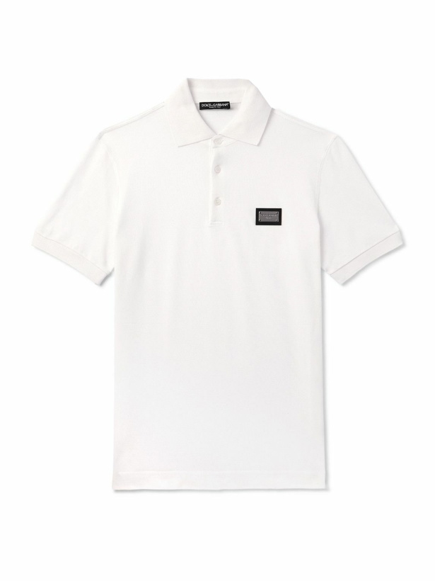 Photo: Dolce&Gabbana - Logo-Appliquéd Cotton-Piqué Polo Shirt - White