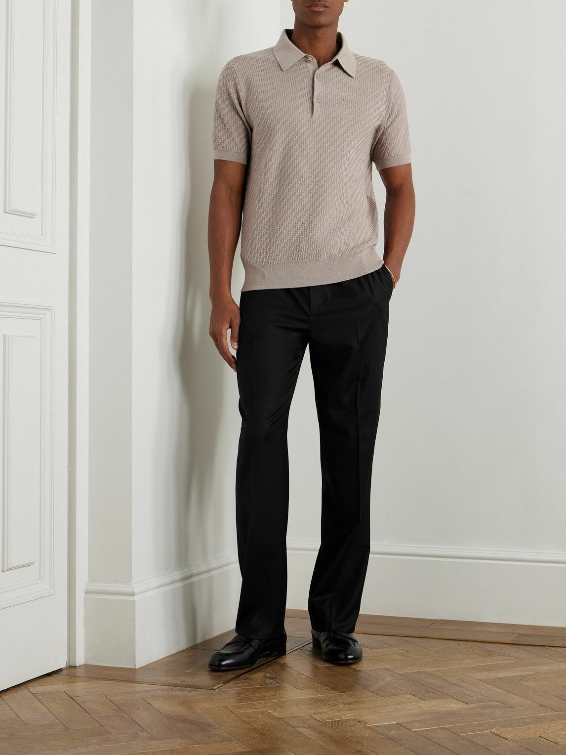 Brioni - Cotton, Silk and Cashmere-Blend Polo Shirt - Neutrals