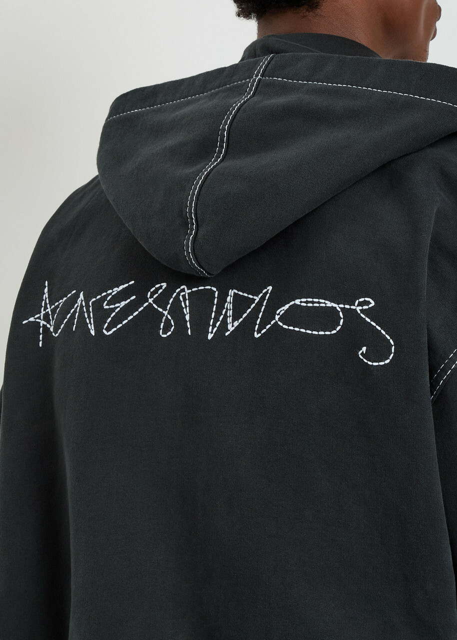 Acne Studios Logo-embroidered Hooded Cotton Sweatshirt Black