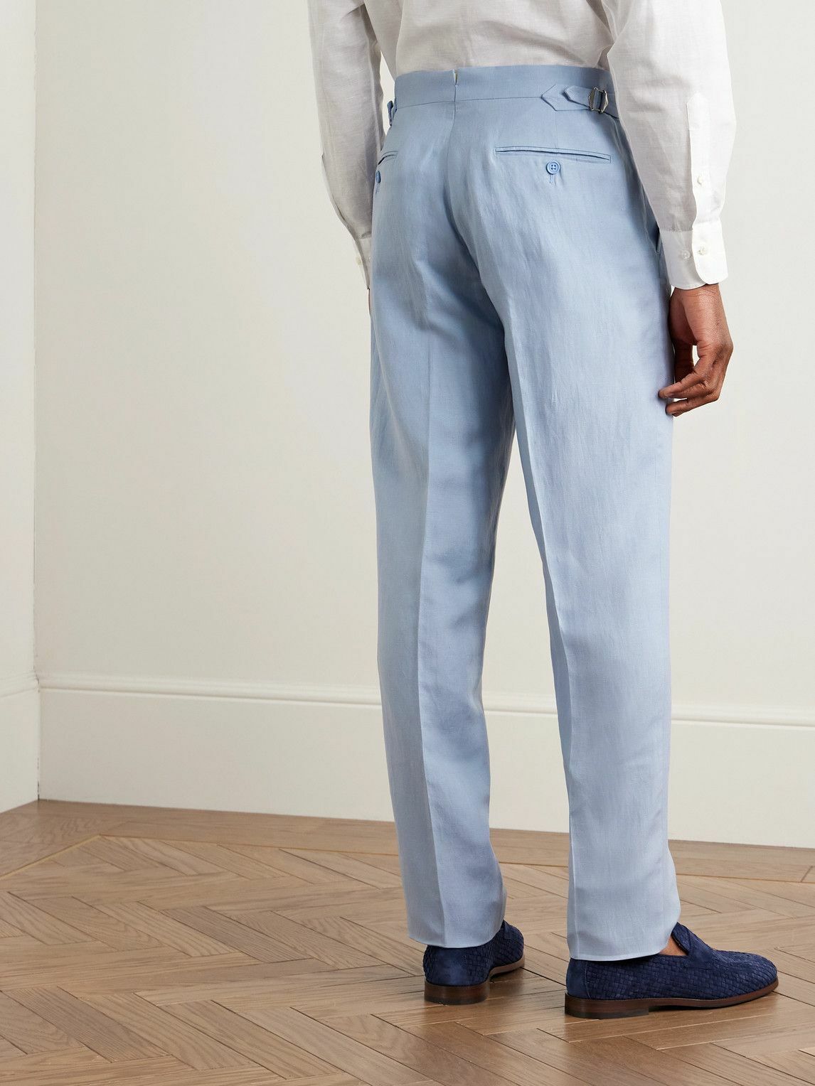 Ralph Lauren Purple label - Gregory Straight-Leg Silk and Linen-Blend Suit Trousers - Blue