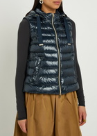 Herno Padded Hooded Glossed Shell Gilet Blue