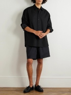 Saman Amel - Straight-Leg Wool Drawstring Shorts - Blue
