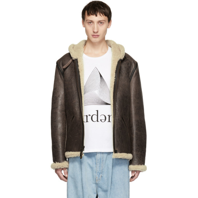 Schott Brown Shearling Hooded Jacket Schott