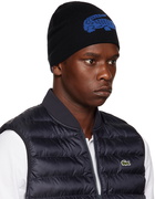 Lacoste Black & Blue Contrast Crocodile Reversible Beanie