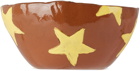 Harlie Brown Studio SSENSE Exclusive Brown & Yellow Stars Delight Cereal Bowl