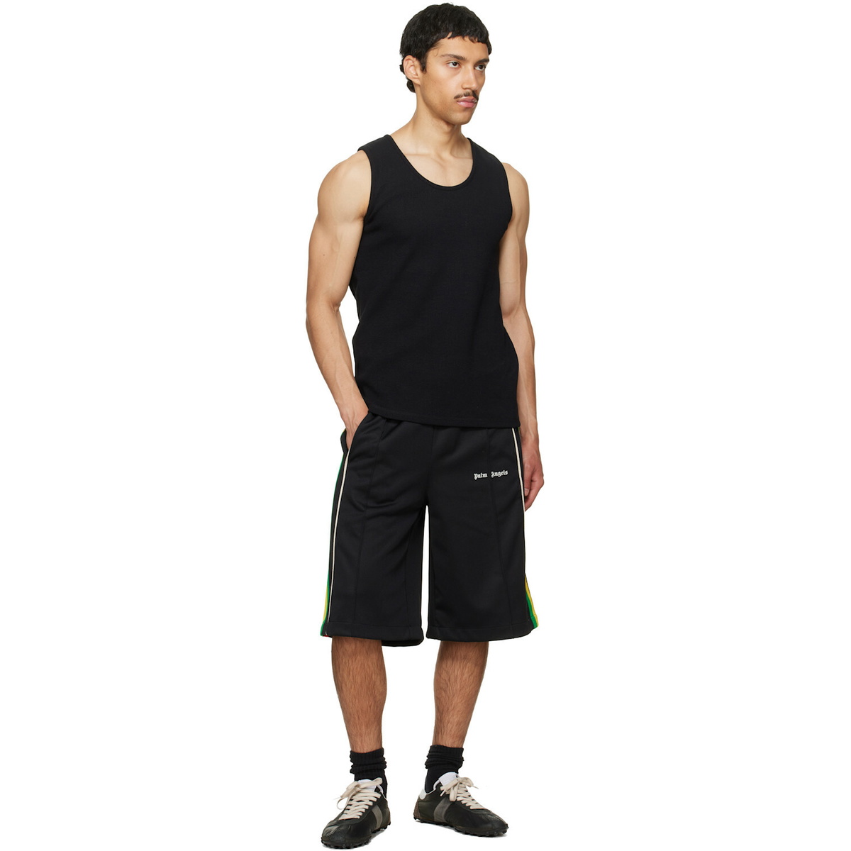Palm Angels Black Classic Logo Vintage Track Shorts