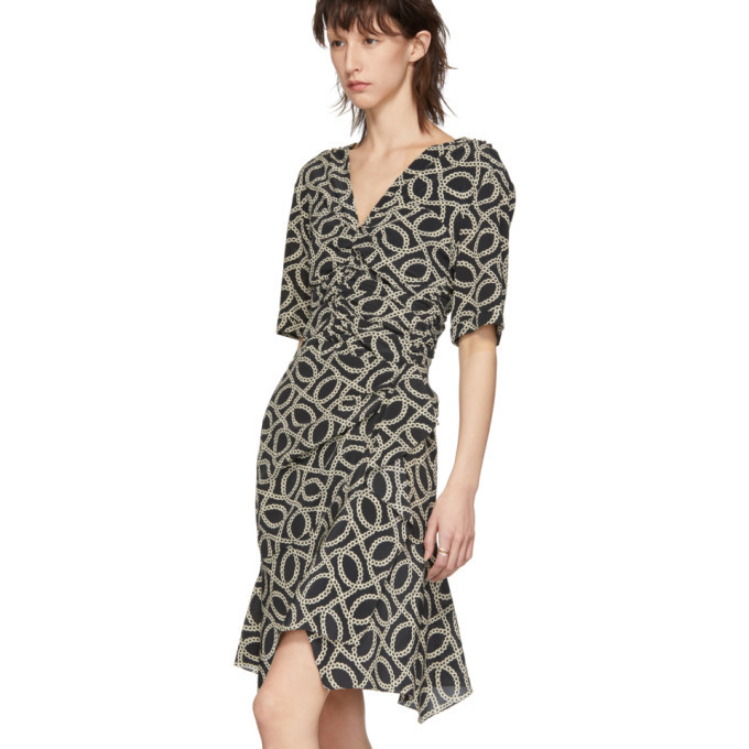 Isabel Marant Black and Off White Arodie Dress