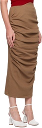 SELASI Brown Ruched Maxi Skirt