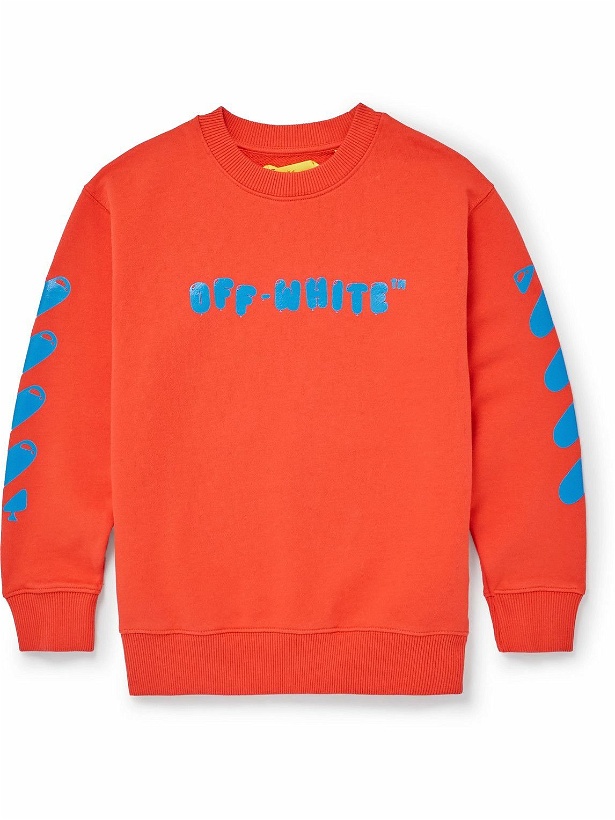 Photo: Off-White - Logo-Print Cotton-Jersey Sweatshirt - Orange