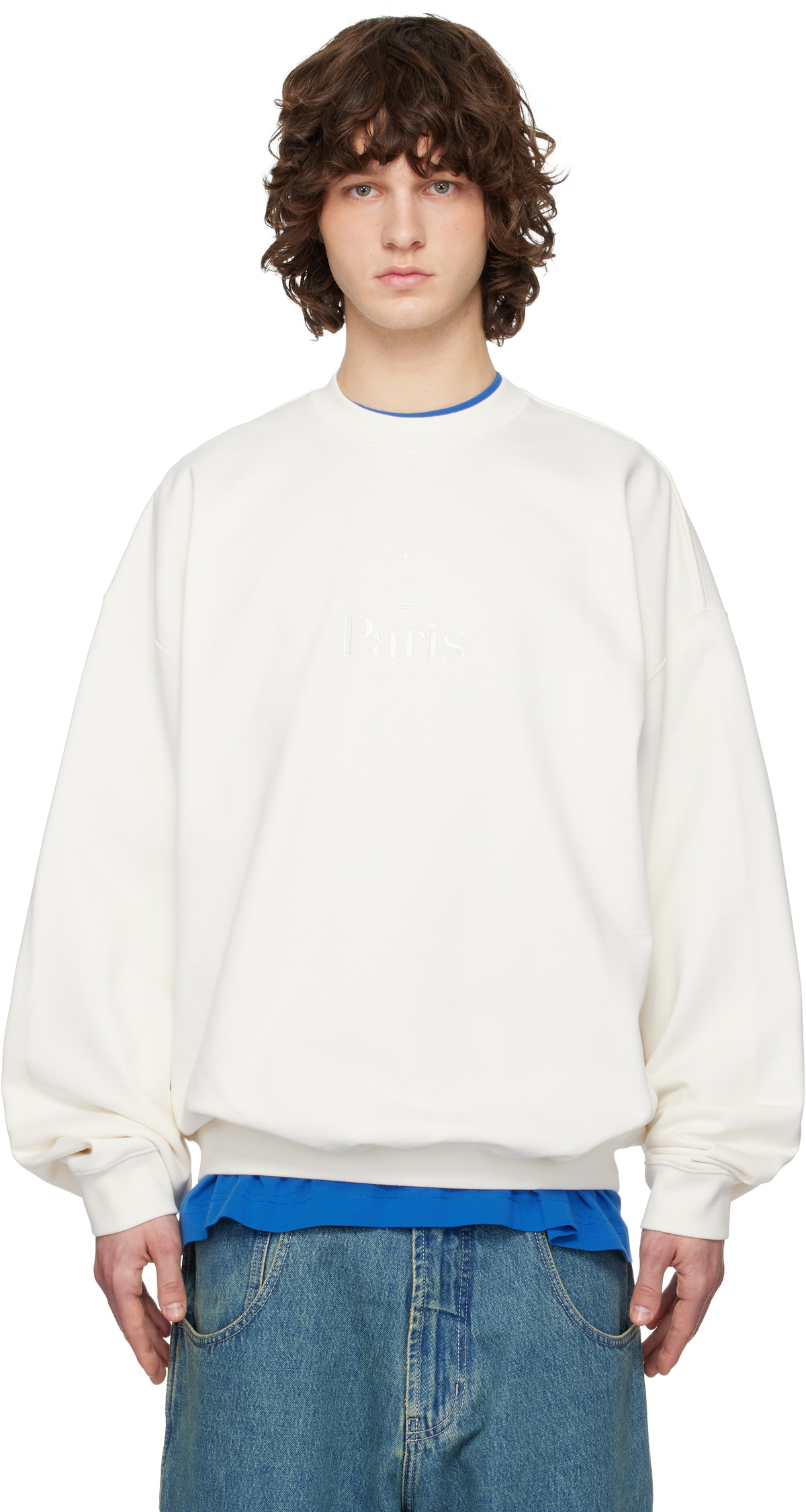 VETEMENTS Off-White 'Paris' Embroidered Sweatshirt