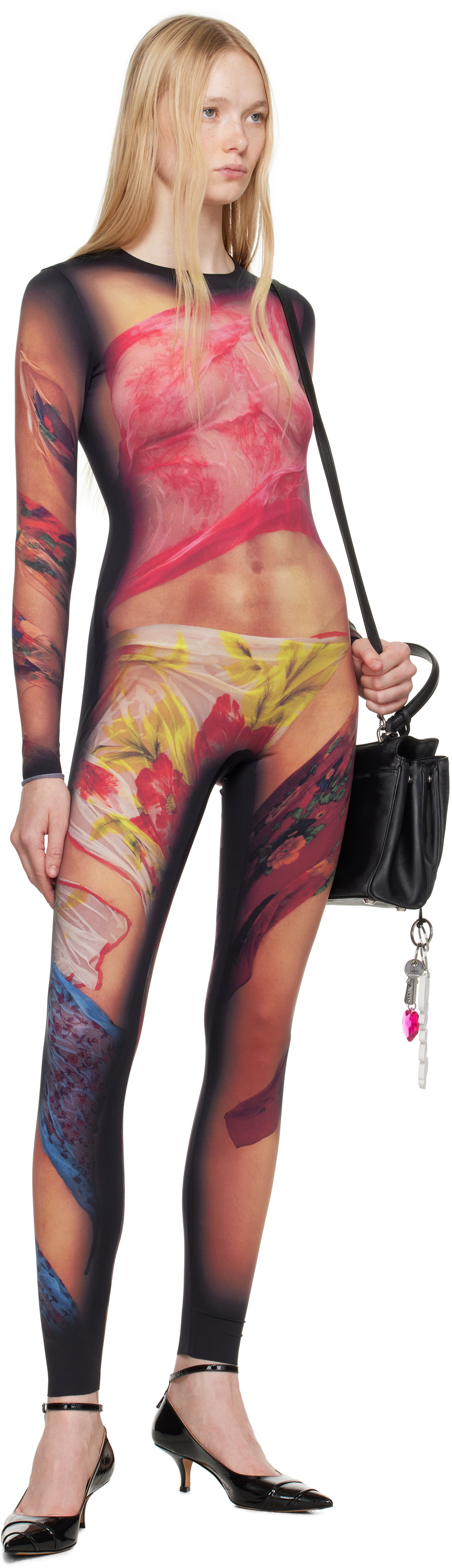 Marine Serre Multicolor Recycled Draped Statue Jersey Unitard
