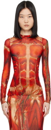 Jean Paul Gaultier Red 'The Écorché' Long Sleeve T-Shirt