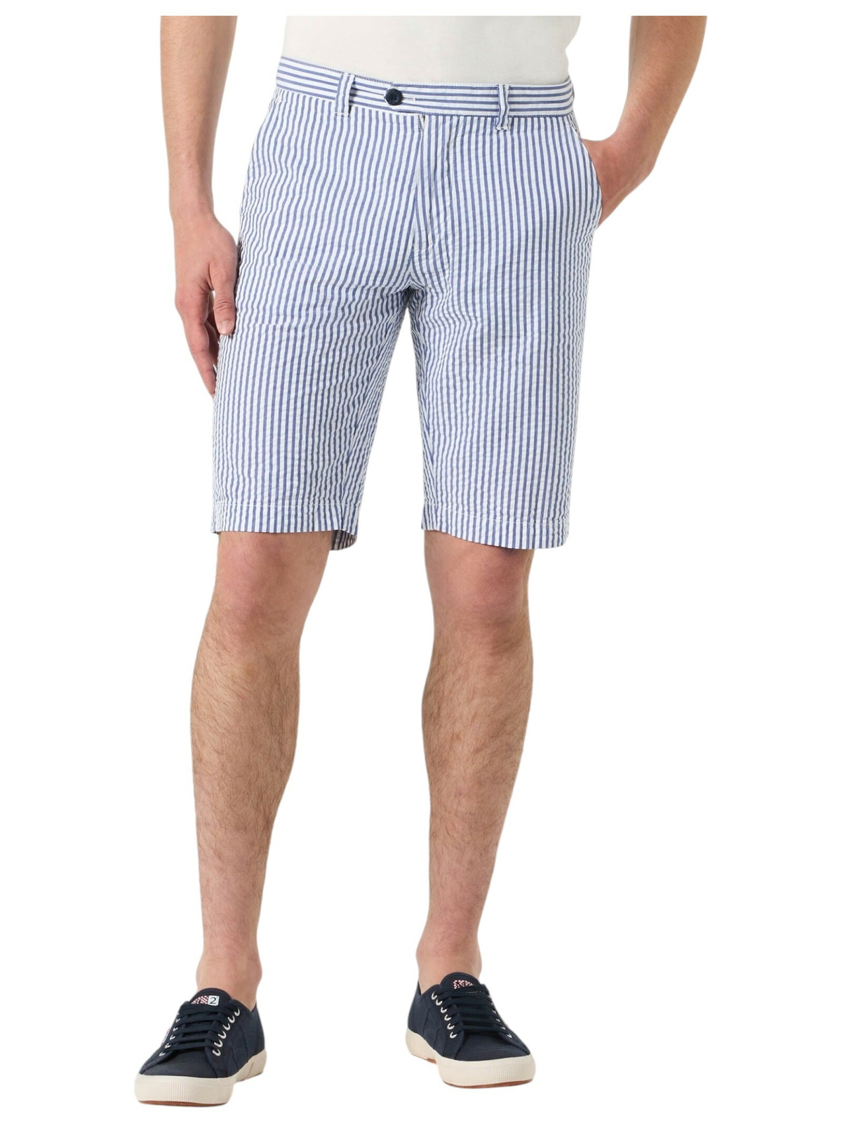 Blue Striped Bermuda Shorts