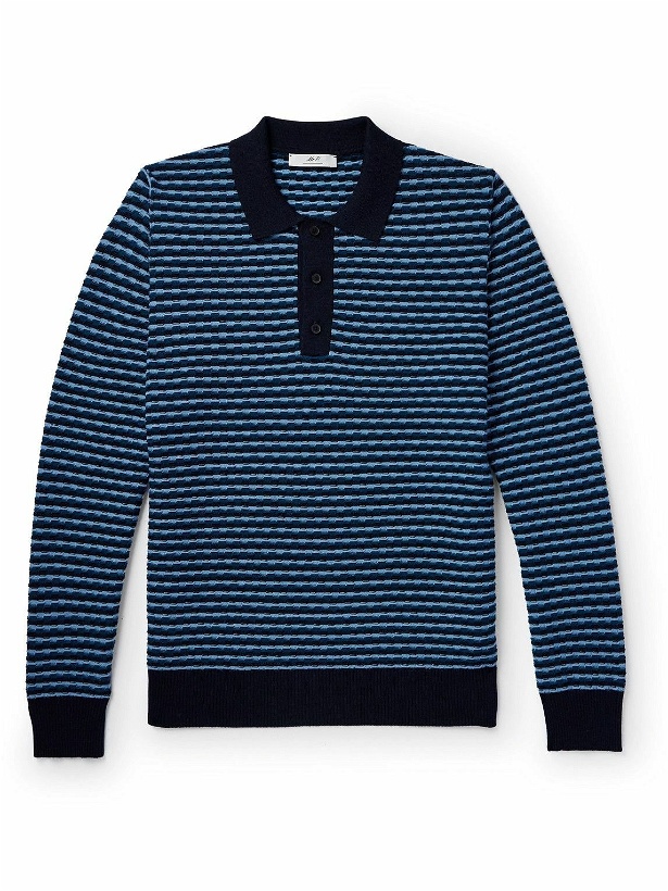 Photo: Mr P. - Striped Wool Polo Shirt - Blue