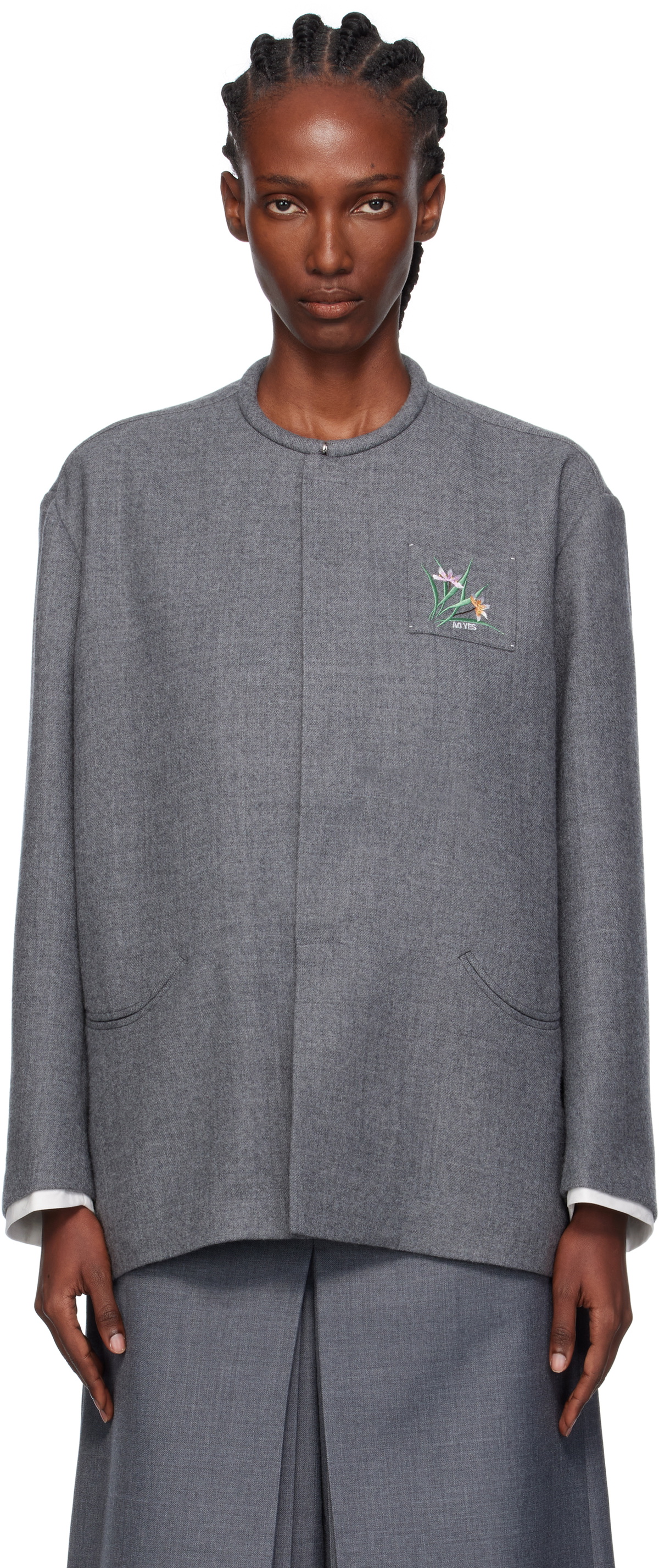 AO Yes Gray Melton Round Collar Jacket