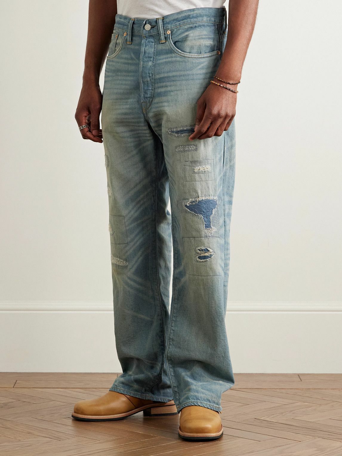 RRL - Straight-Leg Indigo-Dyed Distressed Selvedge Jeans