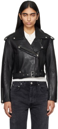 Citizens of Humanity Black Kindra Cropped Moto Leather Jacket