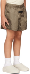 Essentials Kids Brown Nylon Shorts