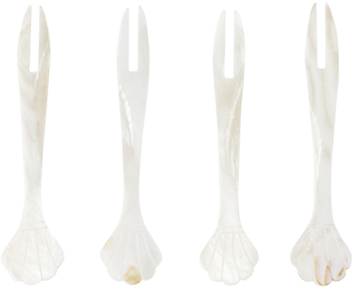 Photo: Gohar Off-White Champagne Lallier Edition Mother of Pearl Seafood Pick Set, 4 pcs