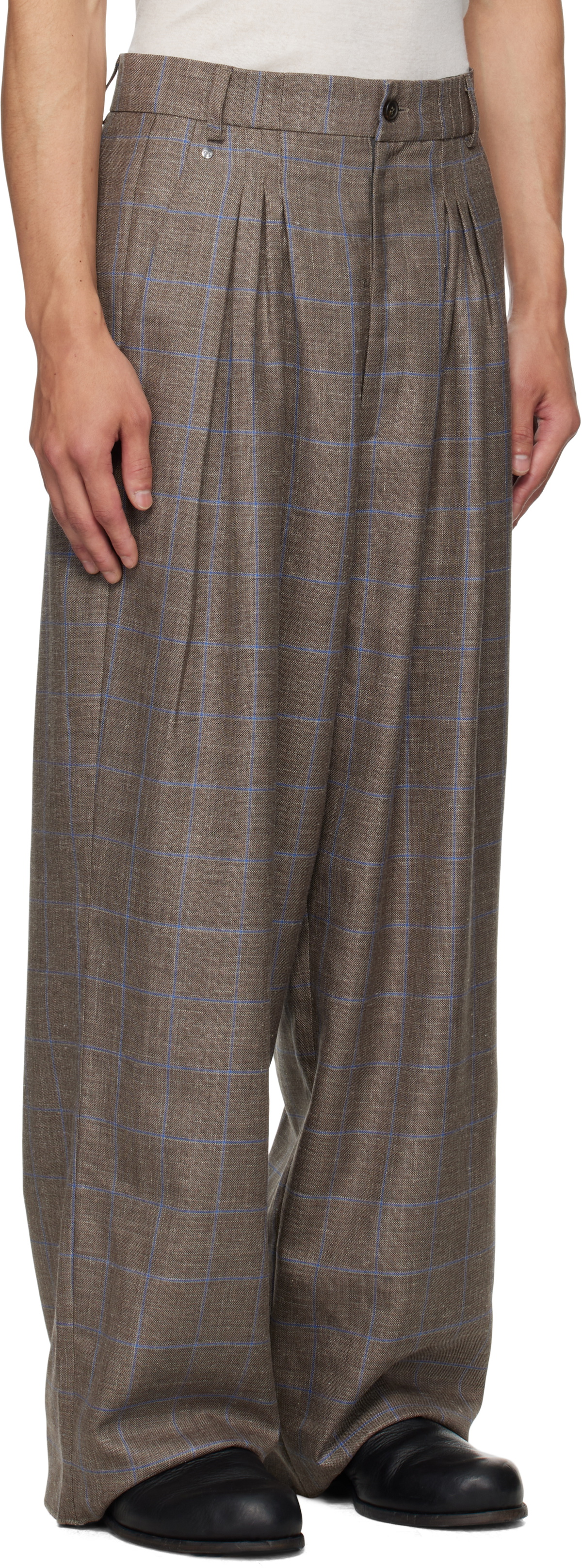 Bless Brown & Blue N°80 Ultrawidepleated Trousers