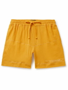 CHERRY LA - Vacation Straight-Leg Logo-Embroidered Cotton-Gauze Shorts - Yellow
