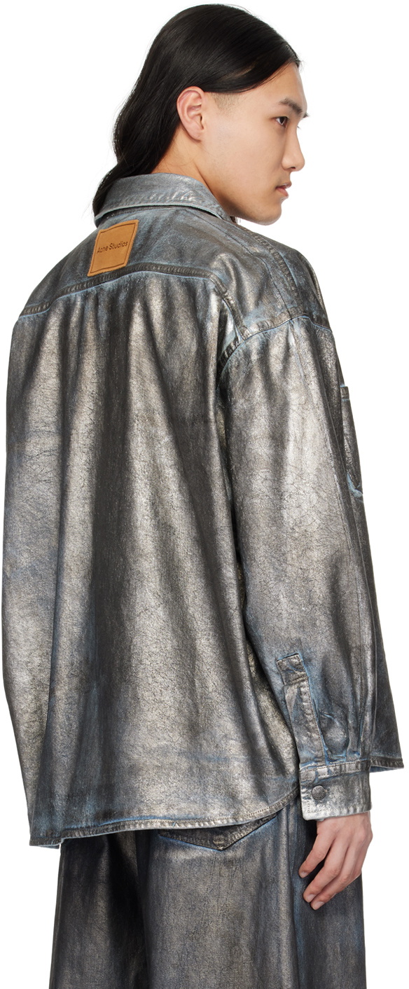 Acne Studios Silver Coated Denim Shirt Acne Studios Acne Studios Silver Coated Denim Shirt Acne Studios