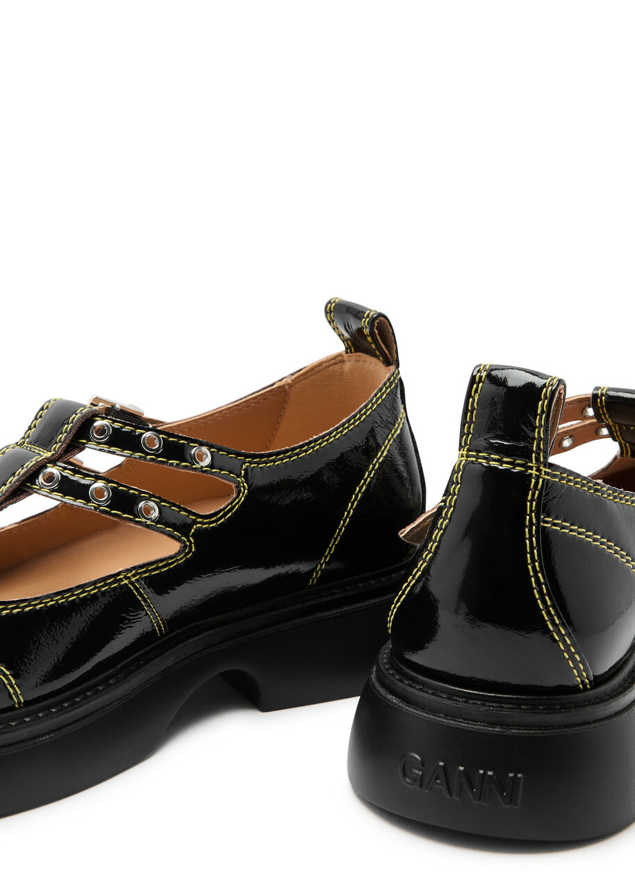 Ganni Mary Jane Patent Leather Shoes Black