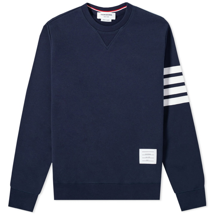 Photo: Thom Browne Men's Engineered Stripe Crew Sweat in Navy