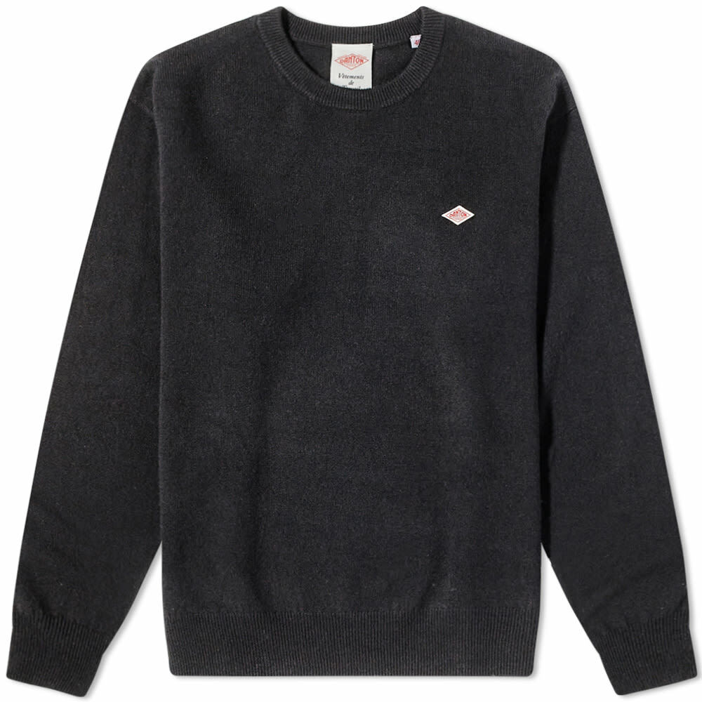 Danton Men's Logo Lambswool Crew Knit in Black Danton