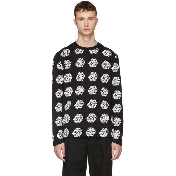 Photo: McQ Alexander McQueen Black Long Sleeve McQ Cube T-Shirt