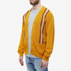 Beams Plus Men's Stripe Jaquard Cardigan in Mustard