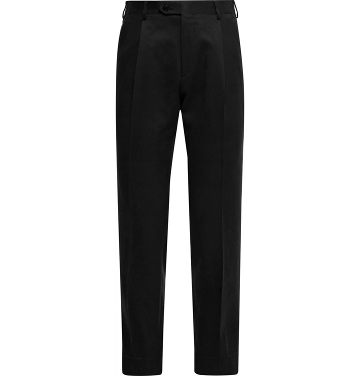 Photo: BRIONI - Slim-Fit Tapered Pleated Silk-Twill Trousers - Black