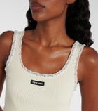 Miu Miu Lace-trimmed cotton tank top