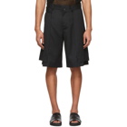 Feng Chen Wang Black Wool Panelled Shorts